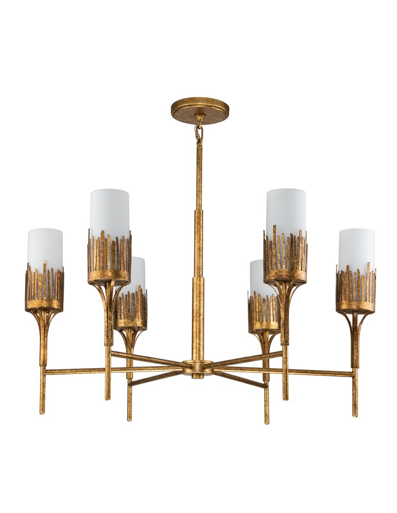 Quintiesse Żyrandol Sawgrass 6 źródeł światła Płatkowe złoto Elstead Lighting QN-SAWGRASS-6-DG-O