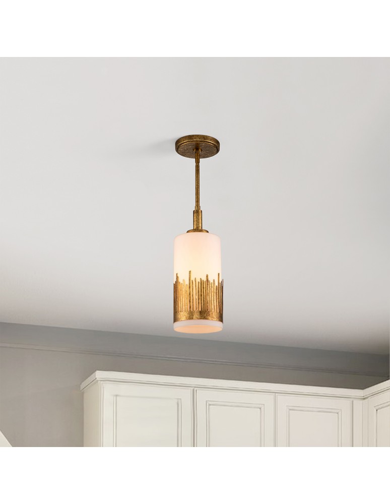 Quintiesse Lampa wisząca Sawgrass 1 źródło światła Płatkowe złoto Elstead Lighting QN-SAWGRASS-MP-DG-O