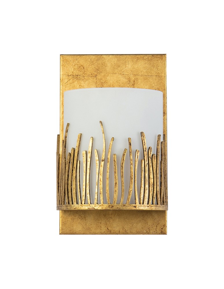 Quintiesse Kinkiet Sawgrass 1 źródło światła Płatkowe złoto Łazienkowa IP44 Elstead Lighting QN-SAWGRASS-WU-DG-O