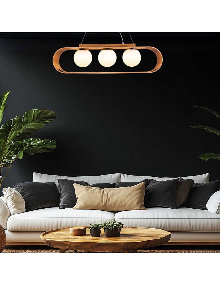 Quintiesse Lampa wisząca Sfera 3 źródła światła Elstead Lighting QN-SFERA-3P-TEAK