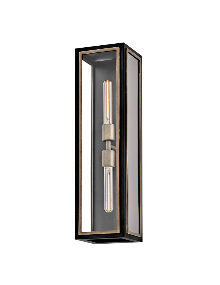 Quintiesse Latarnia naścienna Shaw 2 źródła światła Czarny, oksydowany brąz Zewnętrzna IP44 Elstead Lighting QN-SHAW-2M-