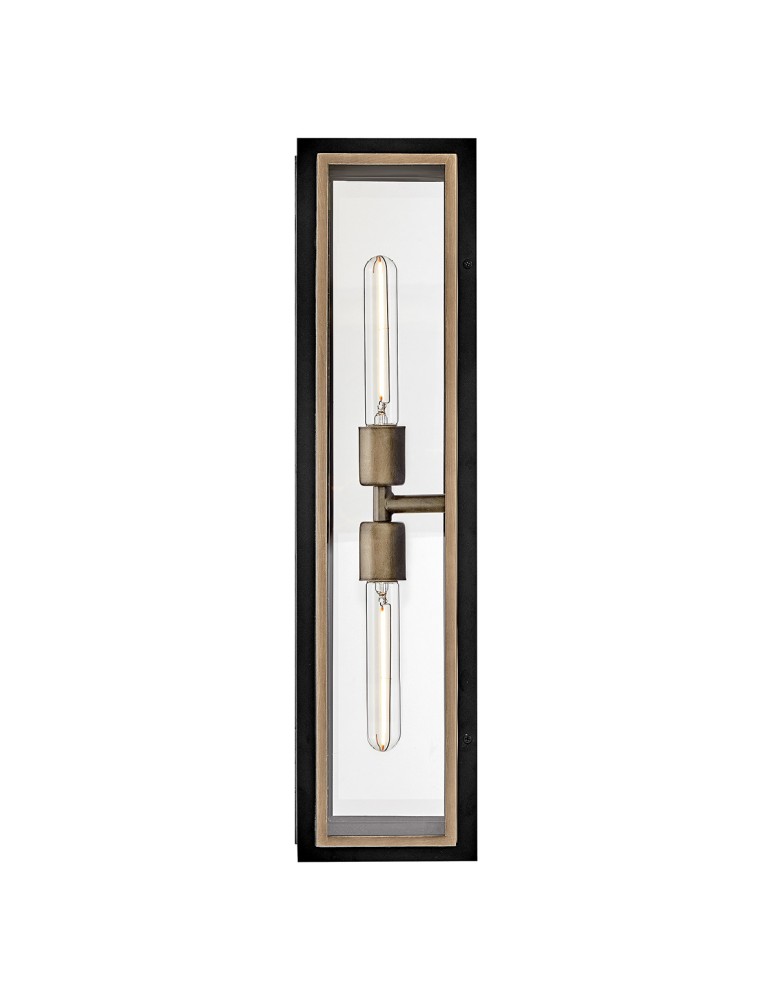 Quintiesse Latarnia naścienna Shaw 2 źródła światła Czarny, oksydowany brąz Zewnętrzna IP44 Elstead Lighting QN-SHAW-2M-