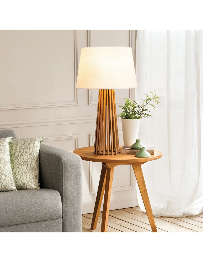 Quintiesse Lampa stołowa Slatted Elstead Lighting QN-SLATTED-TL-TEAK