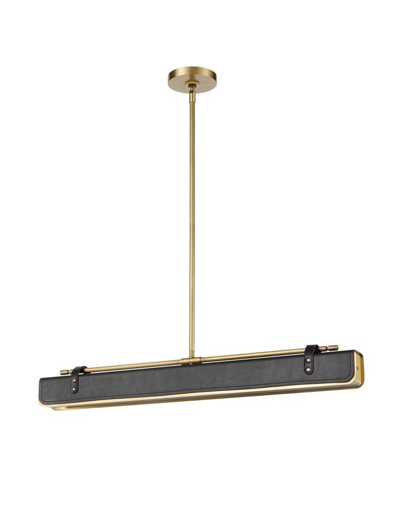 Quintiesse Lampa wyspowa LED Valise Vintage mosiądz, skóra smokingowa Elstead Lighting QN-VALISE-LP80-VBS-TL