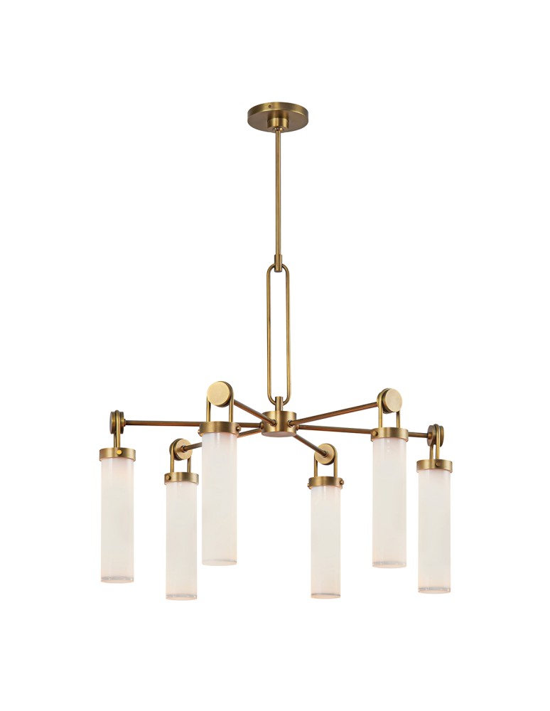 Quintiesse Żyrandol Wynwood 6 źródeł światła Vintage mosiądz Elstead Lighting QN-WYNWOOD6-VBS