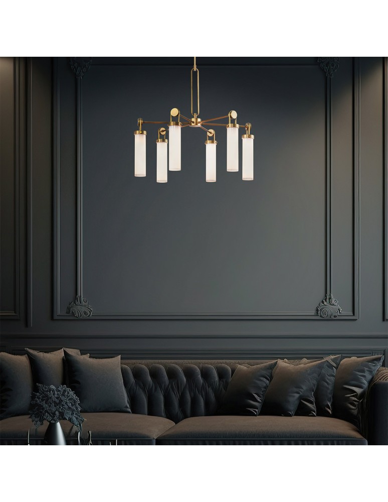 Quintiesse Żyrandol Wynwood 6 źródeł światła Vintage mosiądz Elstead Lighting QN-WYNWOOD6-VBS