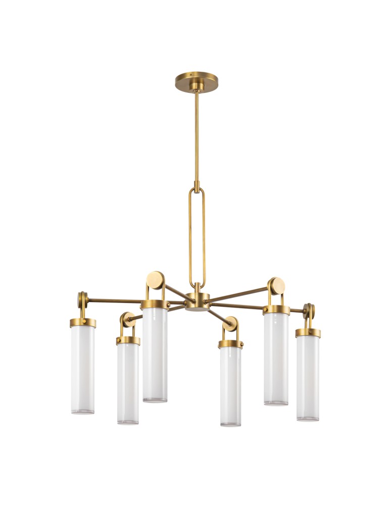 Quintiesse Żyrandol Wynwood 6 źródeł światła Vintage mosiądz Elstead Lighting QN-WYNWOOD6-VBS