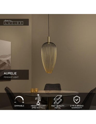 Lucide AURELIE Lampa wisząca – Złota – D30 – 1xGU10 (MR11) – 25W 21442/01/10 - product 2