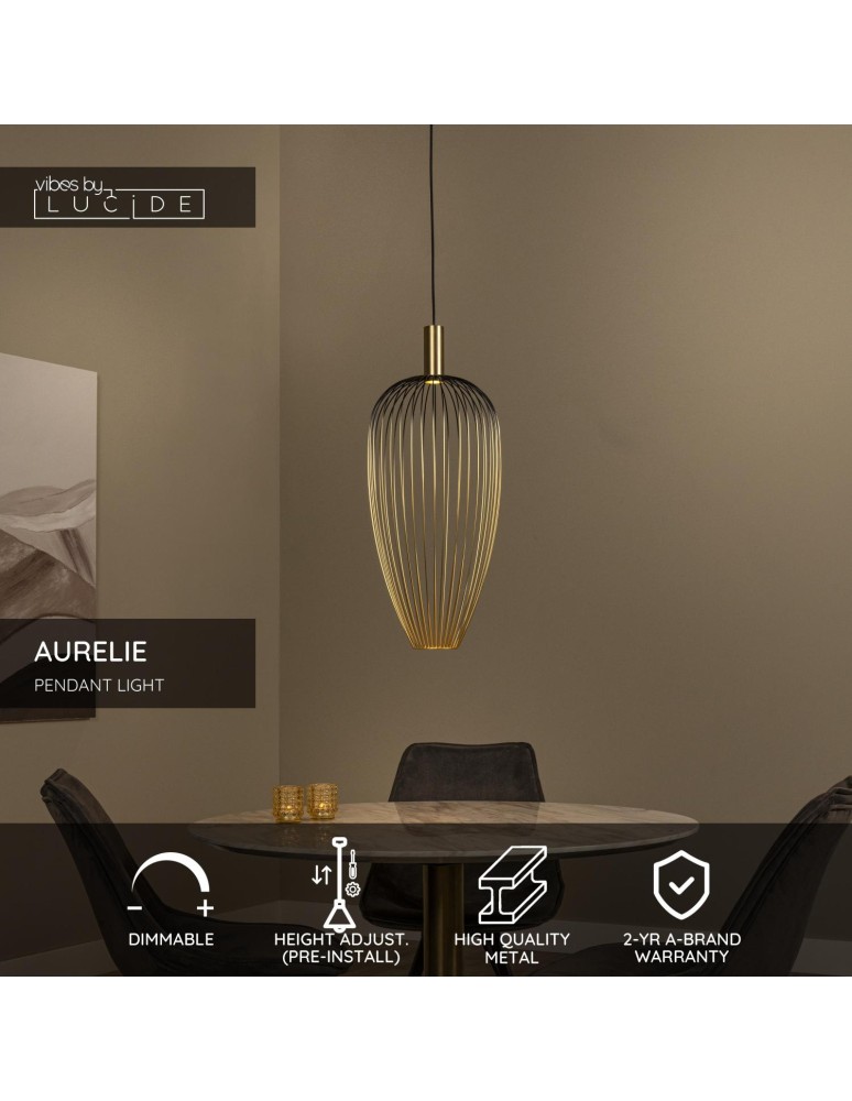 Lucide AURELIE Lampa wisząca – Złota – D30 – 1xGU10 (MR11) – 25W 21442/01/10