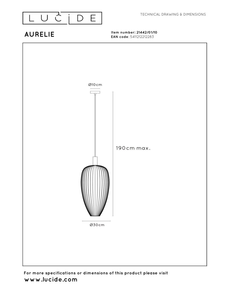 Lucide AURELIE Lampa wisząca – Złota – D30 – 1xGU10 (MR11) – 25W 21442/01/10