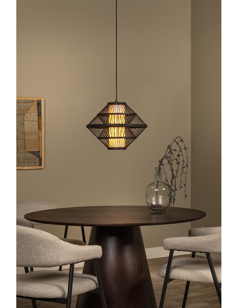 Lucide PASQUINO Lampa wisząca – Czarna – D40 – 1xE27 – 40W – Sklejka 21445/40/30