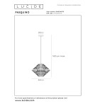 Lucide PASQUINO Lampa wisząca – Czarna – D40 – 1xE27 – 40W – Sklejka 21445/40/30