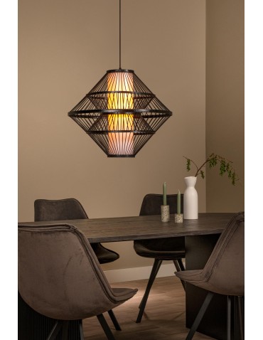 Lucide PASQUINO Lampa wisząca – Czarna – D60 – 1xE27 – 40W – Sklejka 21445/60/30