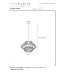 Lucide PASQUINO Lampa wisząca – Czarna – D60 – 1xE27 – 40W – Sklejka 21445/60/30