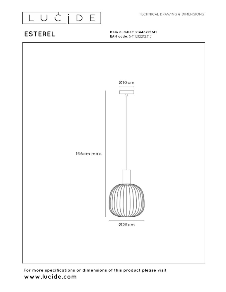 Lucide ESTEREL Lampa wisząca – Taupe – D25 – 1xGU10 (MR11) – 25W 21446/25/41