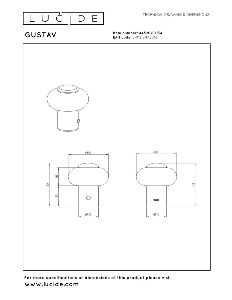 Lucide GUSTAV Lampa stołowa – Żółta – D8 – LED ściemnialna – 0,8W – 2700K 44520/01/34