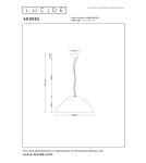Lucide ANDRES Lampa wisząca – Kremowa – D56 – 1xE27 – 40W – Metal 65405/56/38