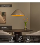 Lucide ANDRES Lampa wisząca – Taupe – D56 – 1xE27 – 40W – Metal 65405/56/41