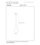 Lucide JOSIANE Lampa wisząca – Bursztynowa – D18 – 1xG9 – 40W – Szkło 21441/01/62
