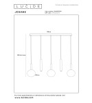 Lucide JOSIANE Lampa wisząca – Bursztynowa – 3xG9 – 40W – Szkło 21441/05/62
