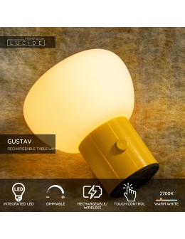 Lucide GUSTAV Lampa stołowa – Żółta – D8 – LED ściemnialna – 0,8W – 2700K 44521/01/34 - product 2