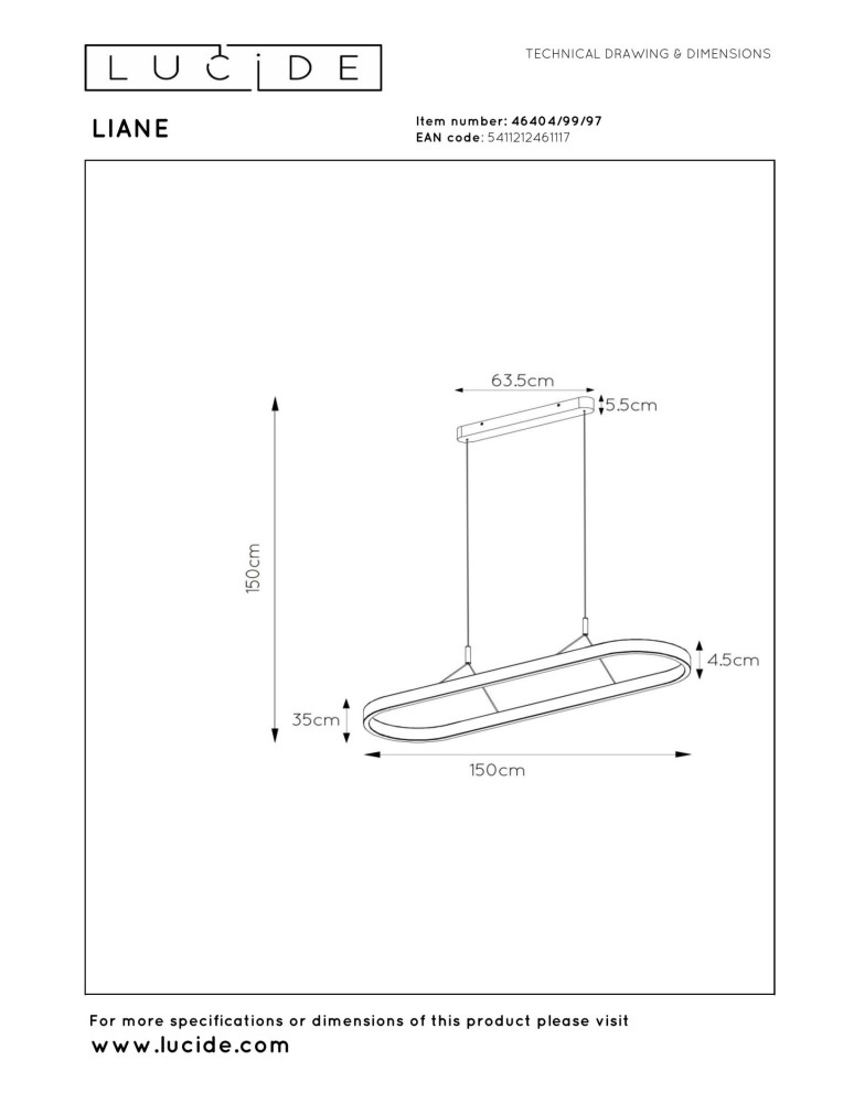 Lucide LIANE Lampa wisząca – Rdzawy brąz – LED ściemnialna – 40W 46404/99/97