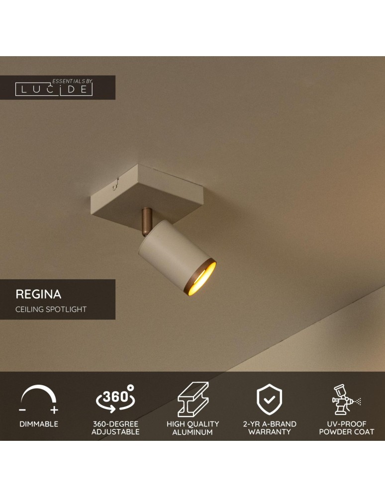 Lucide REGINA Spot sufitowy – Taupe – 1xGU10 – 50W – Aluminium 53914/01/41