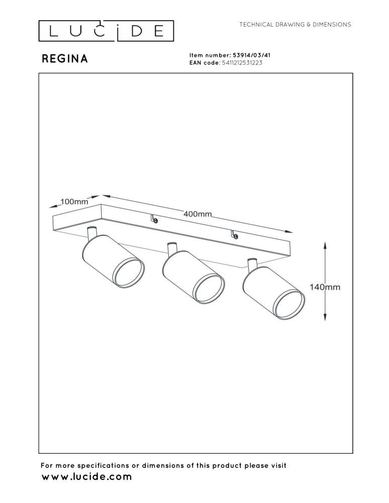 Lucide REGINA Spot sufitowy – Taupe – 3xGU10 – 50W – Aluminium 53914/03/41