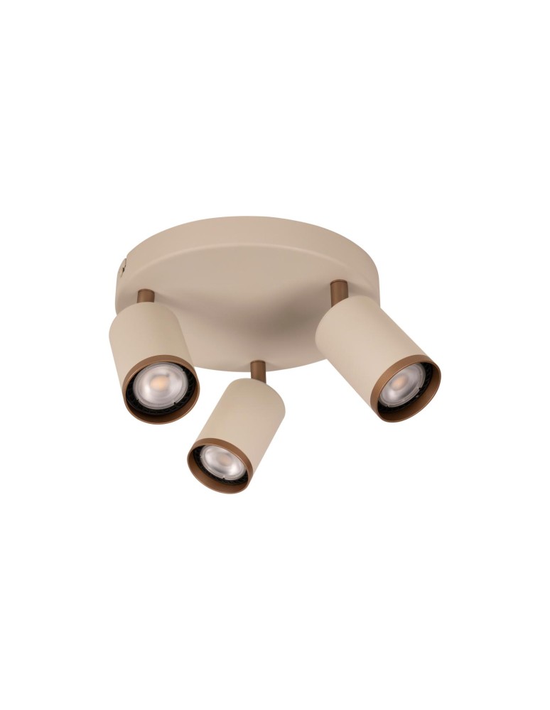 Lucide REGINA Spot sufitowy – Taupe – D21 – 3xGU10 – 50W – Aluminium 53914/13/41