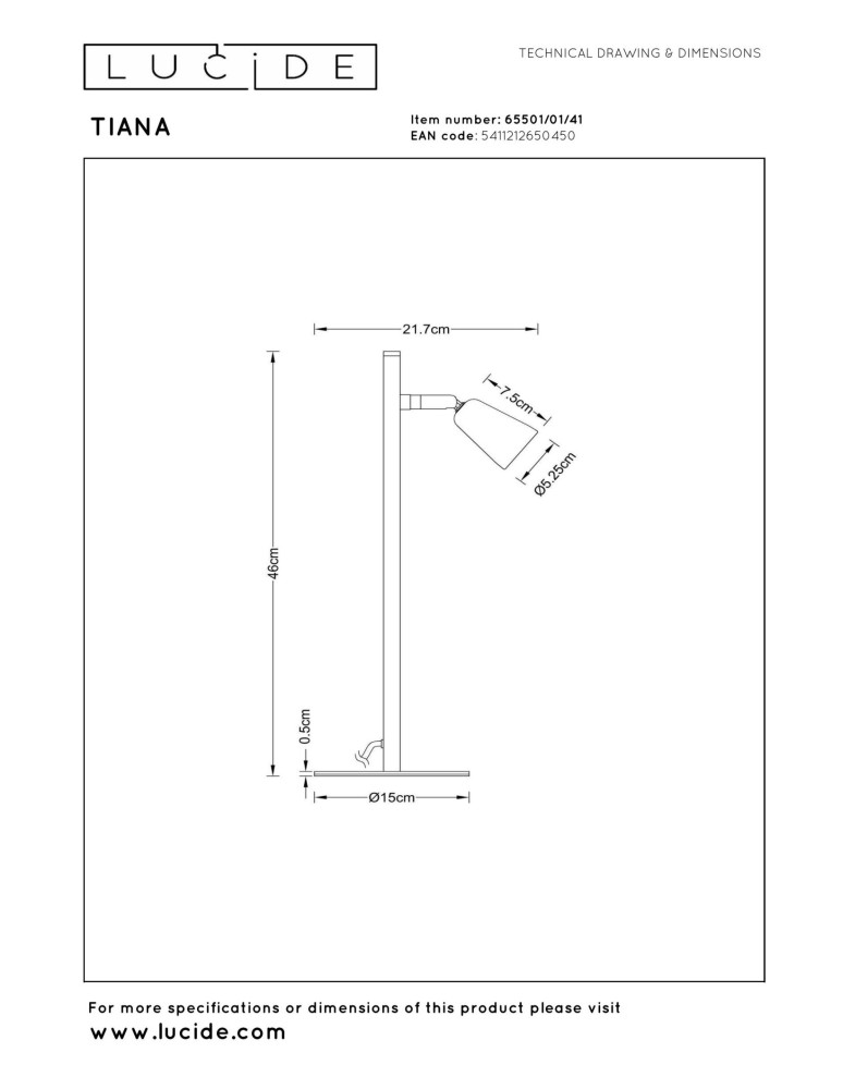 Lucide TIANA Lampa stołowa – Taupe – 1xGU10 – 25W – Metal 65501/01/41