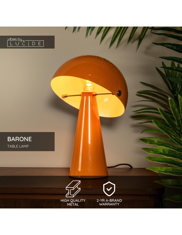 Lucide BARONE Lampa stołowa – Pomarańczowa – D23 – 1xE27 – 40W – Metal 65502/33/53