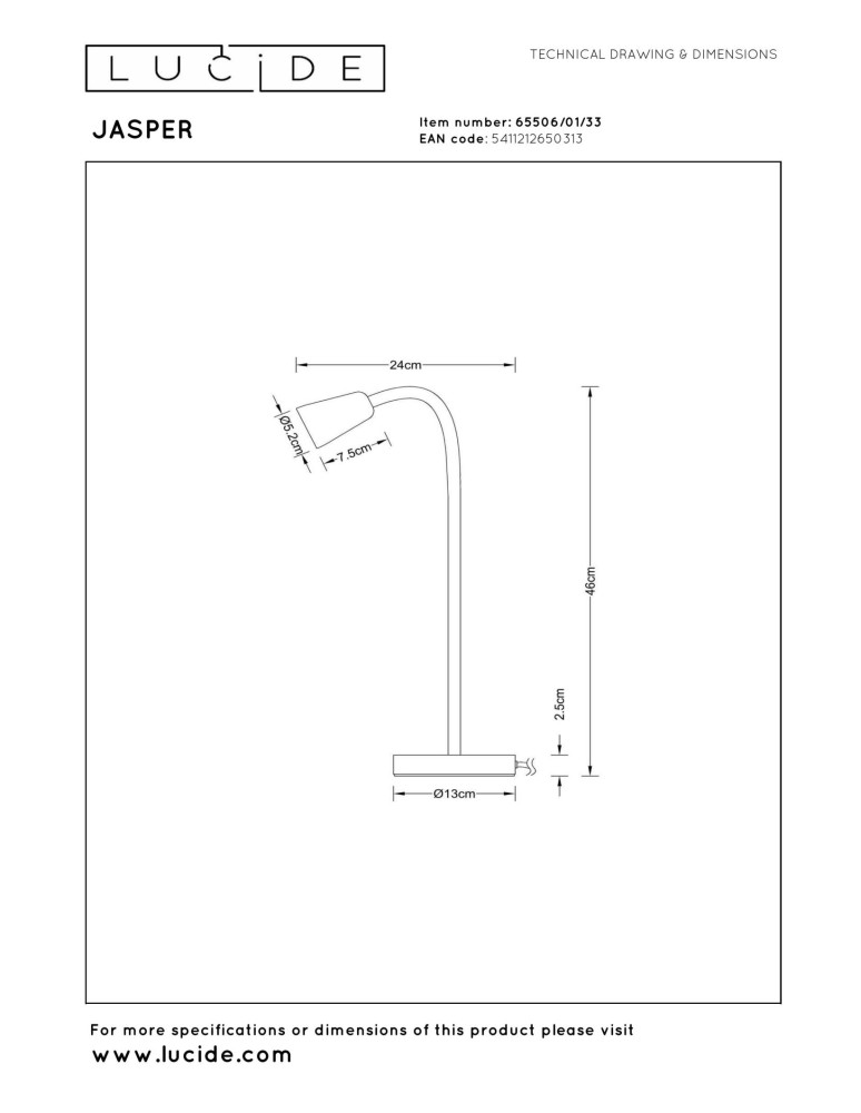 Lucide JASPER Lampa stołowa – Zielona – 1xGU10 – 25W – Metal 65506/01/33