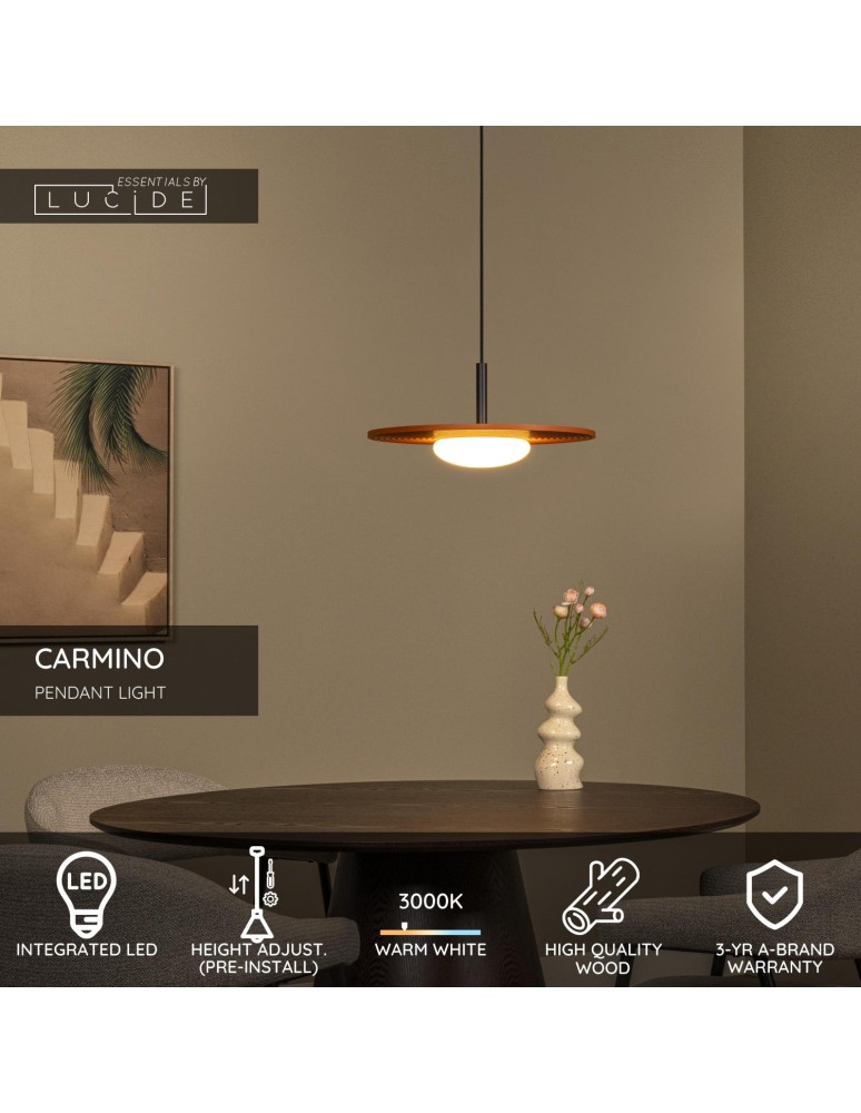 Lucide CARMINO Lampa wisząca – Terakota – D38,7 – LED – 8W – 3000K 77492/07/55