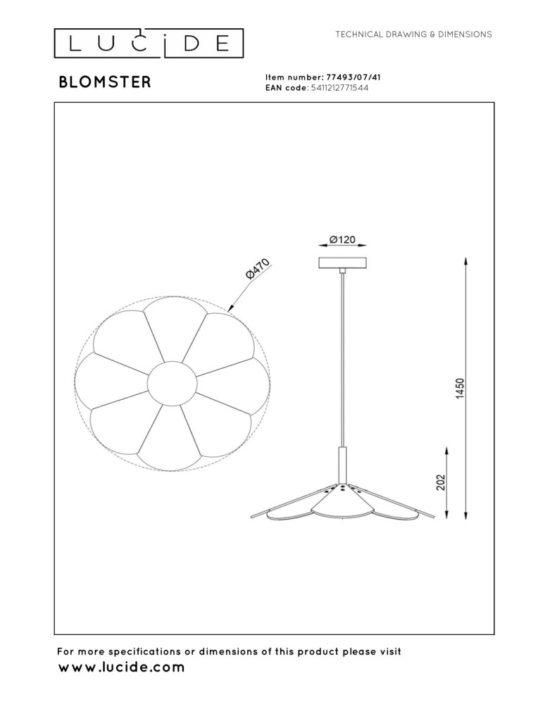 Lucide BLOMSTER Lampa wisząca – Taupe – D47 – LED ściemnialna – 9W 77493/07/41