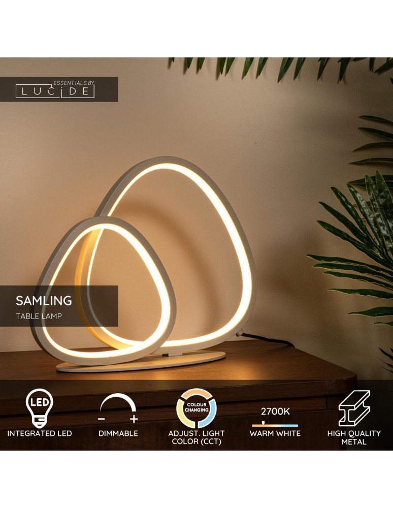 Lucide SAMLING Lampa stołowa – Taupe – LED ściemnialna – 16W – 2700K/4000K 78502/14/41