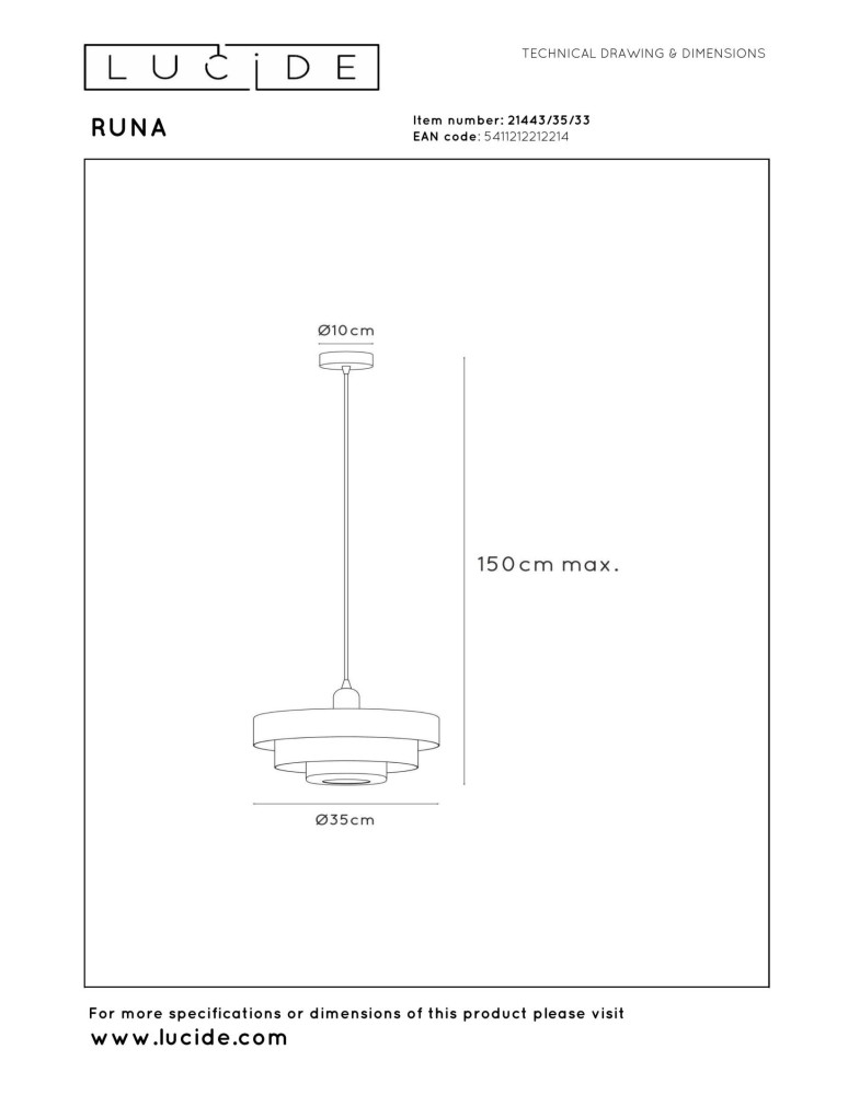 Lucide RUNA Lampa wisząca – Zielona – D35 – 1xE27 – 40W – Metal 21443/35/33