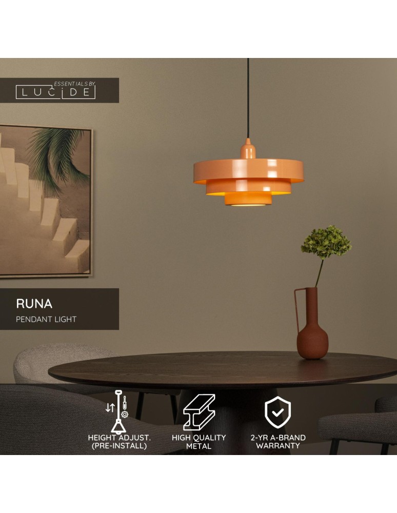 Lucide RUNA Lampa wisząca – Różowa – D35 – 1xE27 – 40W – Metal 21443/35/66
