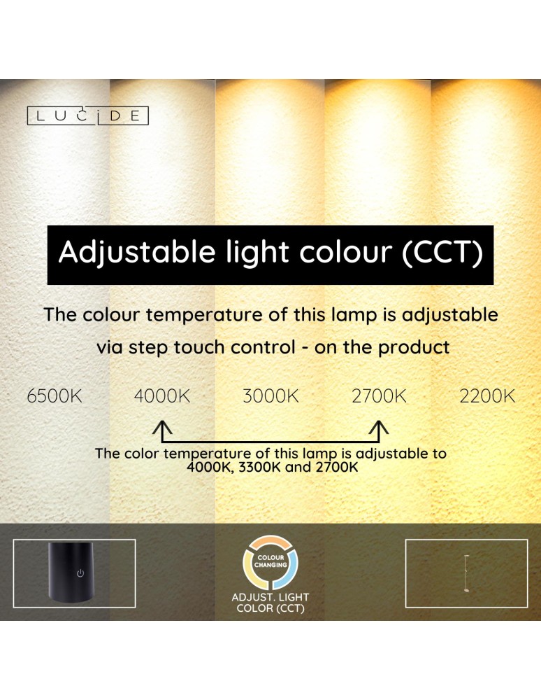 Lucide ORTOLAN Lampa podłogowa – Kolor taupe – LED ściemnialna – 4W – 2700K – 120V 03752/21/41