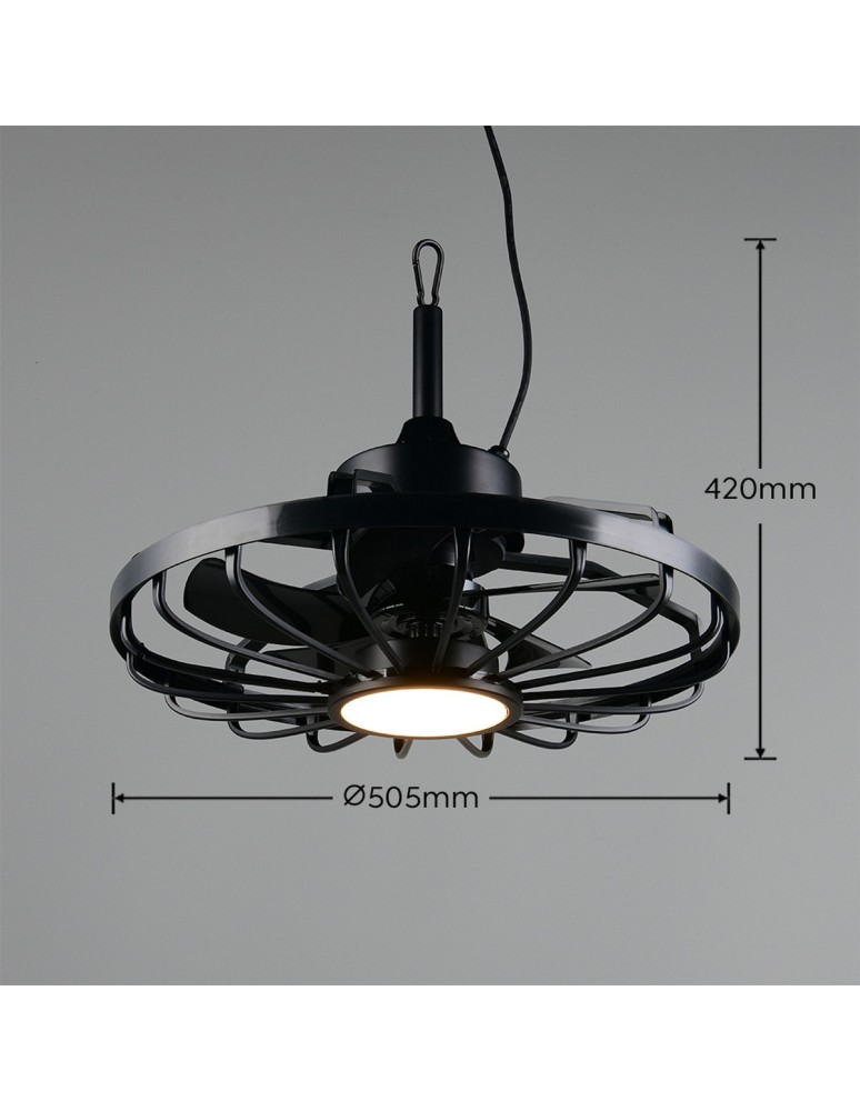 RL OSLO to lampa sufitowa z wentylatorem i zintegrowanym oświetleniem LED, utrzymana w prostej, nowoczesnej formie. R69692102