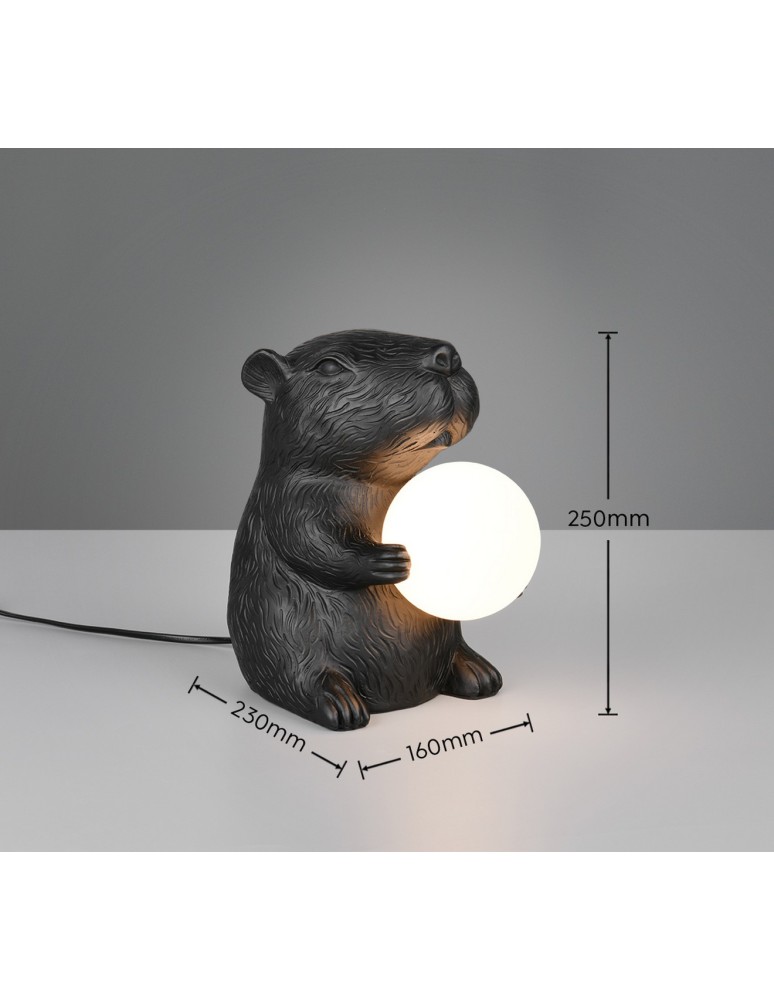 RL Kompaktowa lampa stołowa w kolorze czarnym, łącząca minimalistyczny design z dekoracyjną funkcją oświetlenia strefy wy