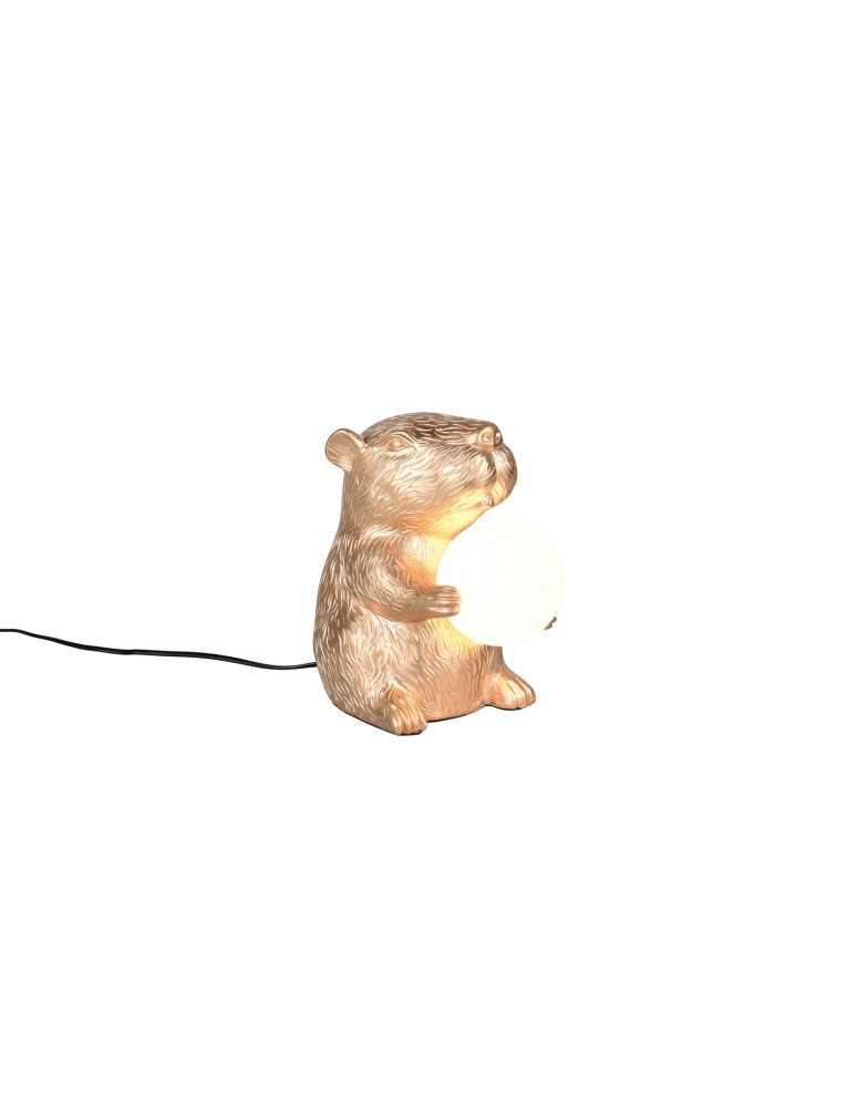 RL Elegancka lampa stołowa w wykończeniu złotym, wprowadzająca do wnętrza subtelny akcent luksusu i ciepła. R56721079
