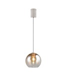 RL Lampa wisząca z kloszem w ciepłym, bursztynowym odcieniu, tworząca przytulną i elegancką atmosferę w salonie lub sypial