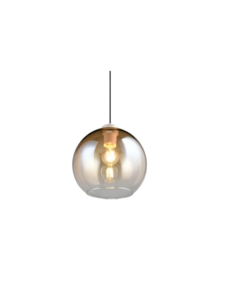 RL Lampa wisząca z kloszem w ciepłym, bursztynowym odcieniu, tworząca przytulną i elegancką atmosferę w salonie lub sypial