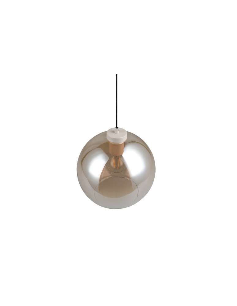 RL Lampa wisząca z kloszem w ciepłym, bursztynowym odcieniu, tworząca przytulną i elegancką atmosferę w salonie lub sypial