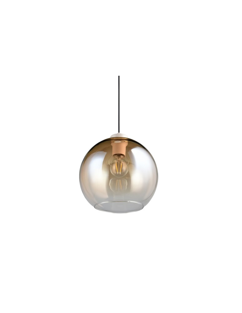 RL Lampa wisząca z kloszem w ciepłym, bursztynowym odcieniu, tworząca przytulną i elegancką atmosferę w salonie lub sypial