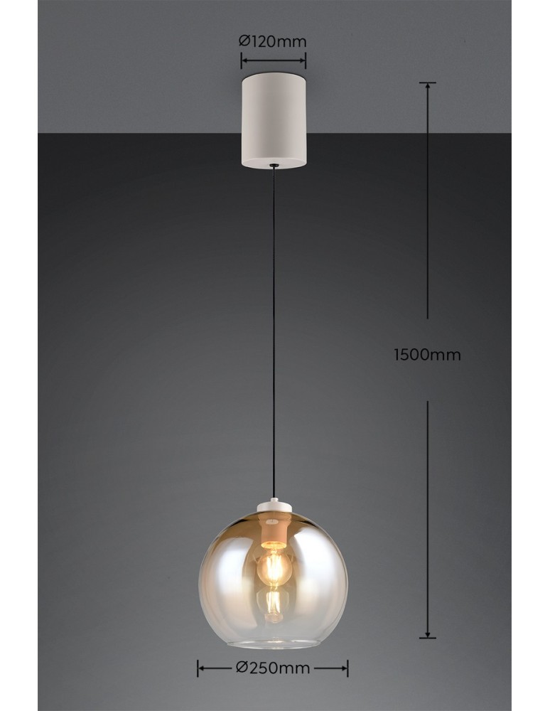 RL Lampa wisząca z kloszem w ciepłym, bursztynowym odcieniu, tworząca przytulną i elegancką atmosferę w salonie lub sypial