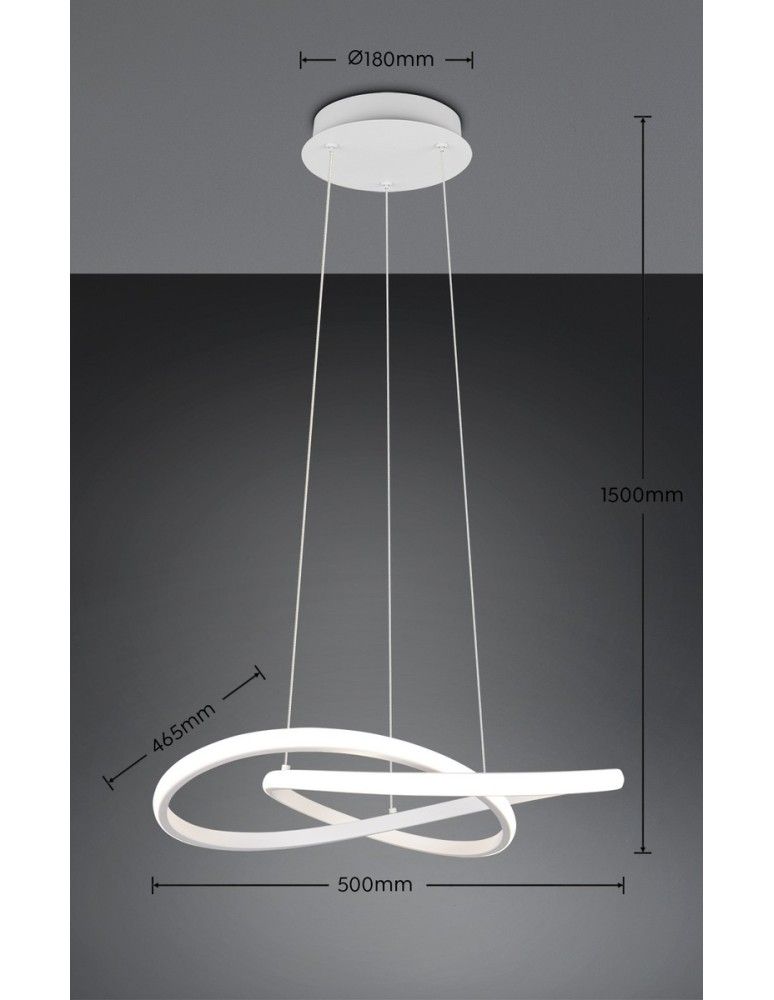RL Efektowna lampa wisząca w matowej bieli, stanowiąca wyrazisty, a jednocześnie elegancki punkt oświetleniowy nad stołem l