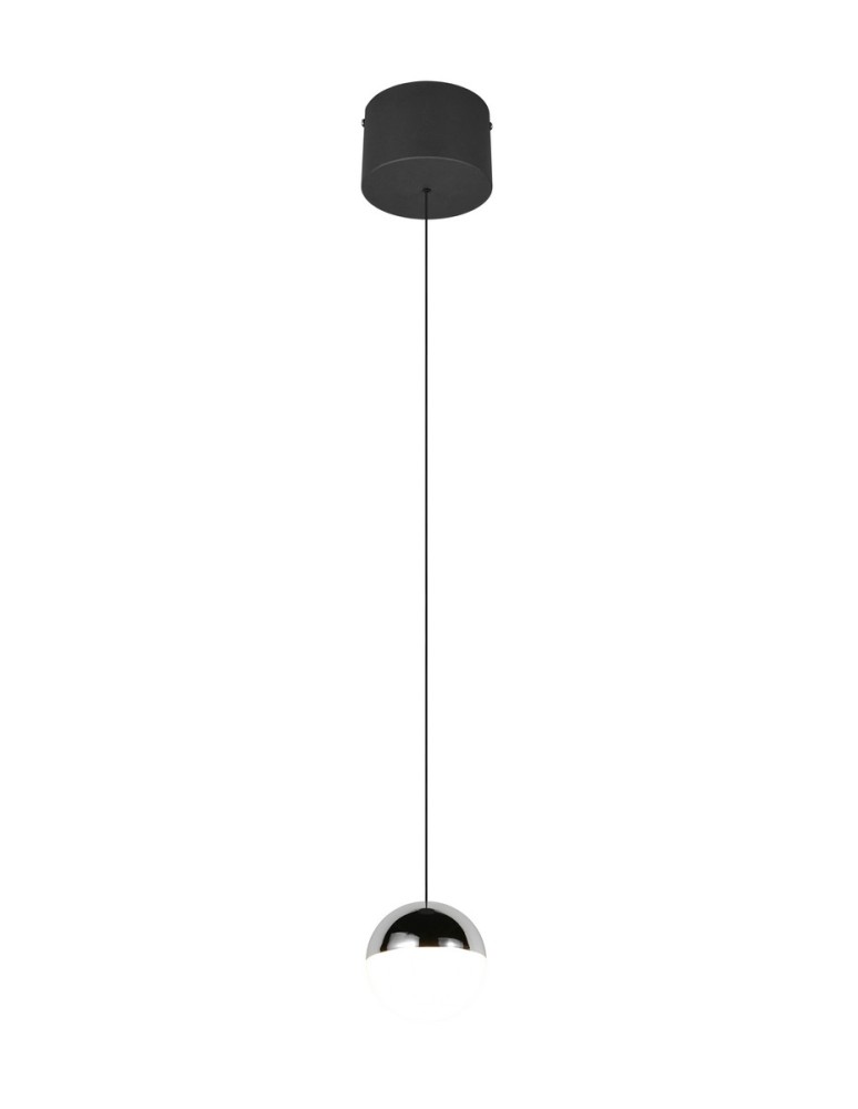 RL Nowoczesna lampa wisząca w wykończeniu chrom, o ciekawej formie. Sprawdzi się jako eleganckie oświetlenie salonu lub sypi
