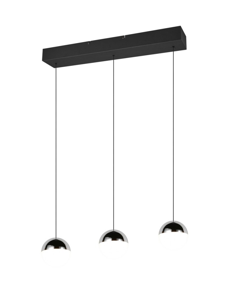 RL Trzypunktowa lampa wisząca w kolorze chrom, idealna do równomiernego oświetlenia większej przestrzeni nad stołem lub w s