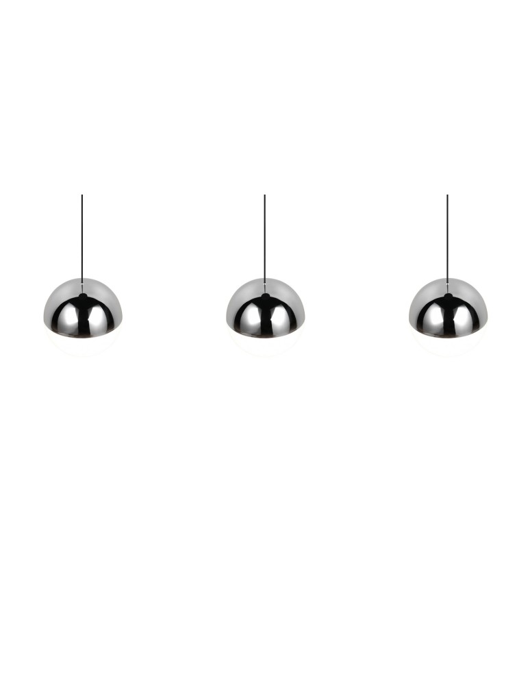 RL Trzypunktowa lampa wisząca w kolorze chrom, idealna do równomiernego oświetlenia większej przestrzeni nad stołem lub w s